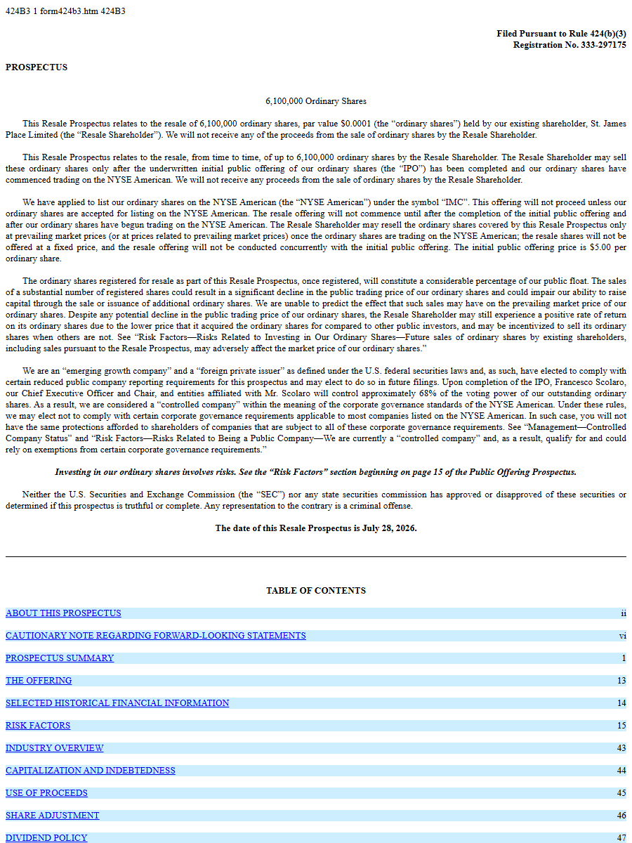 IMC Rare Earths Ltd 424B4 first page